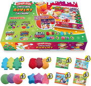 12 X Christmas Bath Bomb Gift Set from Zimpli Kids, Great Value Stocking Fillers for Children, Bath Fizzers, Xmas Presents for Boys & Girls, Organic, Moisturising, Vegan Friendly & Cruelty Free