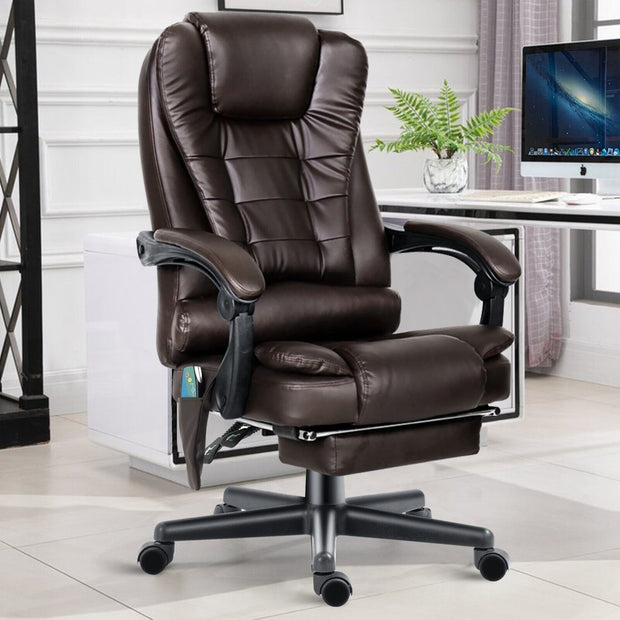 Massage Office Chair Gaming Computer Desk Swivel Recliner Chair Leather Footrest