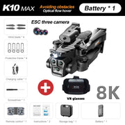 K10 MAX Drone HD 4K Three Cameras Aerial Photography UAV Obstacle Avoidance Optical Flow Positioning Aircraf Toys Christmas Gift