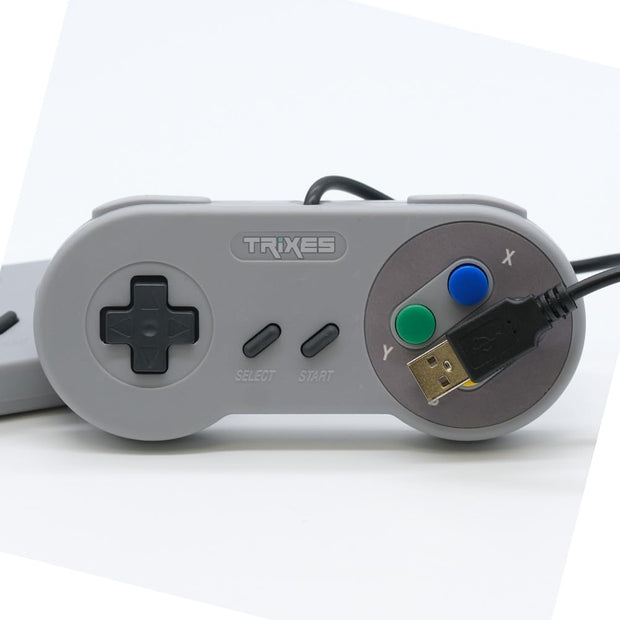 TRIXES Pack of 2 Wired USB Controllers - Compatible with SNES Emulators - Retro Gaming Joypads Gamepad - Suitable for Gaming PC, Computer, Laptop, Raspberry Pi