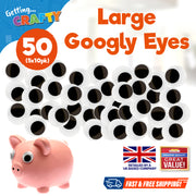 10-50 Large Self Adhesive Googly Eyes 40Mm Stick on Sticky Wobbly Wiggly Craft