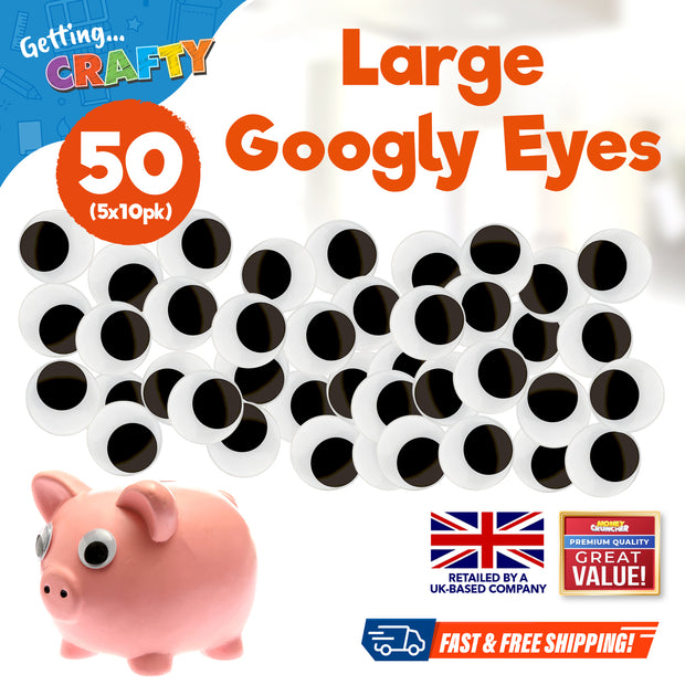 10-50 Large Self Adhesive Googly Eyes 40Mm Stick on Sticky Wobbly Wiggly Craft