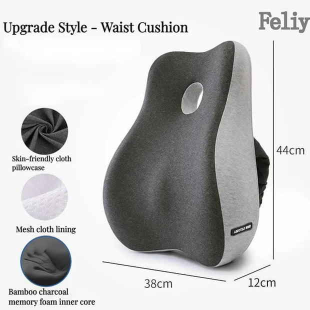 Memory Foam Waist Cushion Massage Back Orthopedic Pillow Lumbar Office Chair Cushion Car Seat Support Pad Buttock Coccyx Pillows