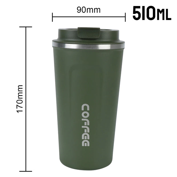 Thermo Cafe Coffee Mug Car Thermos Mug 380/510ML Leak_Proof Travel Thermo Cup for Tea Water Coffee Double Stainless Steel