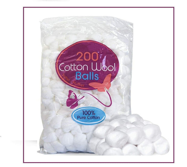 200 COTTON WOOLBALLS Make up Nail Polish Varnish Remover Cleaning Absorbent.