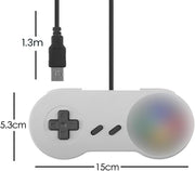 TRIXES Pack of 2 Wired USB Controllers - Compatible with SNES Emulators - Retro Gaming Joypads Gamepad - Suitable for Gaming PC, Computer, Laptop, Raspberry Pi