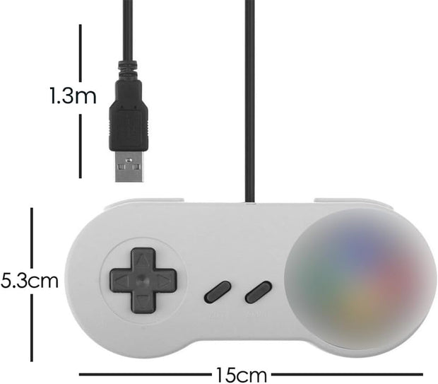 TRIXES Pack of 2 Wired USB Controllers - Compatible with SNES Emulators - Retro Gaming Joypads Gamepad - Suitable for Gaming PC, Computer, Laptop, Raspberry Pi