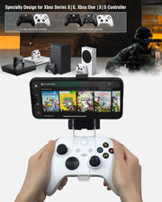 Joso Mobile Phone Holder for Xbox Controller, Cellphone Mount Clamp Compatible with Xbox Series S/X, Xbox One/S/X Gamepad, Adjustable Clip with 2 Thumb Grip Caps