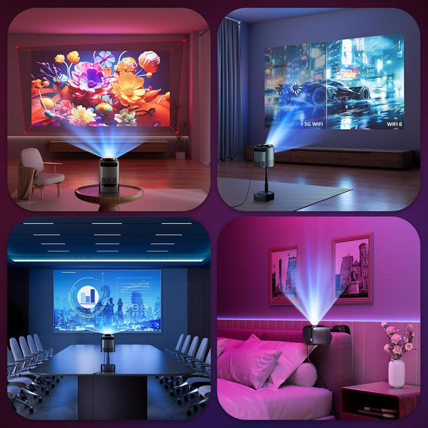 Bisofie Portable Projector with Auto Focus & Keystone, Full HD 1080P Smart Projector, 240 ANSI Wifi 6 Bluetooth, Support 72Cm Height Adjustment, Compatible with Ios/Android/Tv/Hdm