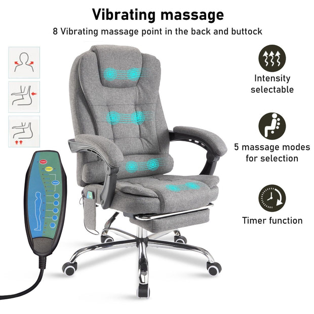 Massage Office Chair Gaming Computer Desk Swivel Recliner Chair Leather Footrest