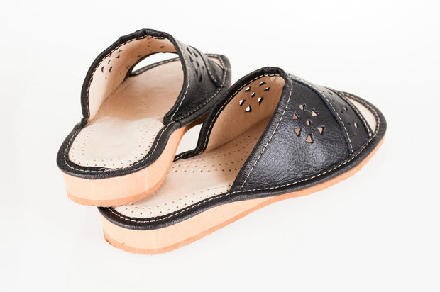 Lady'S Women Flip Flop Leather Slippers Orthopedic Insole Shoes Sandals Black