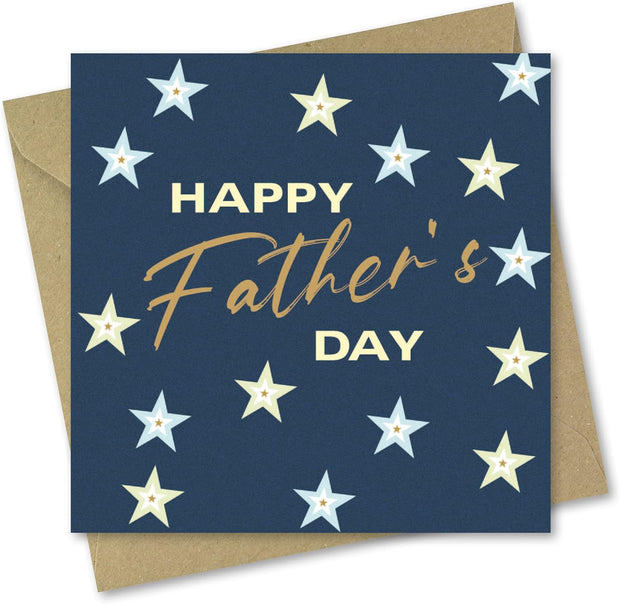 Fathers Day Card for Dad. Stars Design. Made in UK. Card 150 X 150Mm Supplied with Envelope. Ecofriendly.