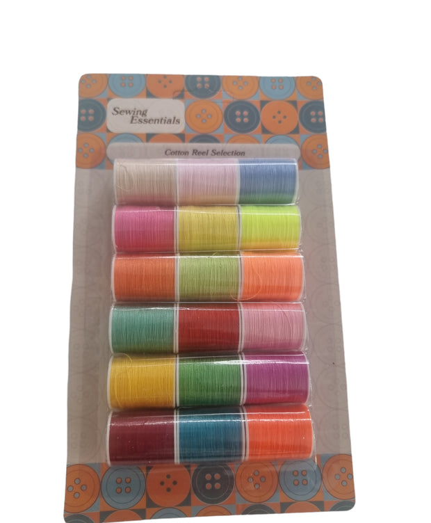 Cotton Sewing Thread 18 X 30M Reels Assorted Light Colours Set Sew Repair Poly
