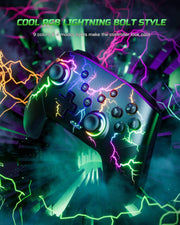 VOYEE Switch Controller Compatible with Switch/Lite/Oled/Pc Windows, RGB Lightning Programmable 1000Mah Wireless Pro Controller with One Key Pairing Wake up Vibration Turbo