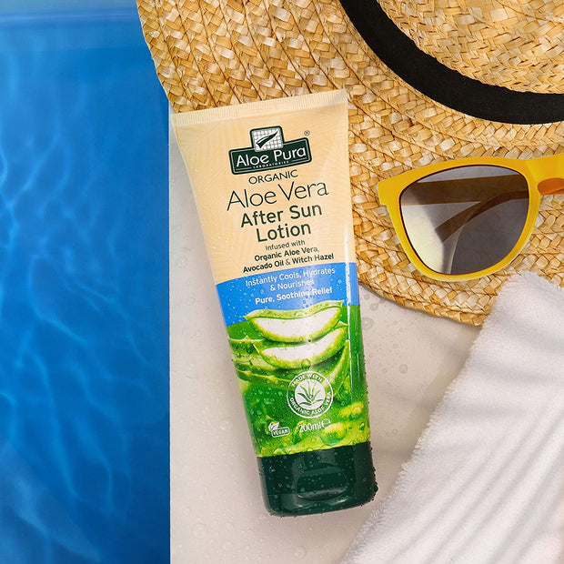 Aloe Pura, Organic Aloe Vera Aftersun Lotion, Natural, Vegan, Cruelty Free, Paraben & SLS Free, Soothing, 200Ml (Pack of 2)