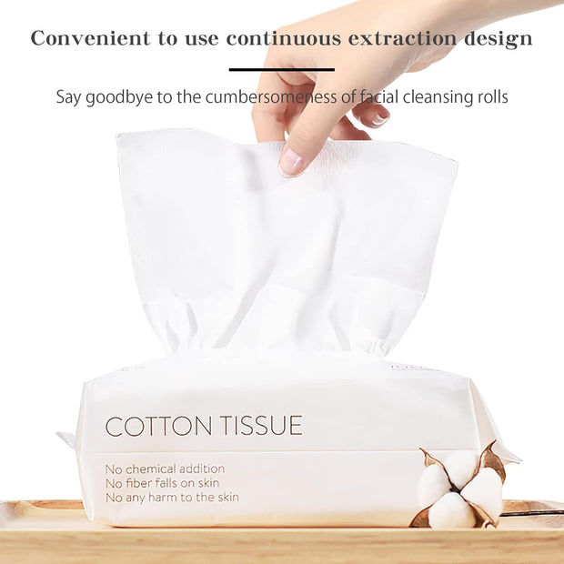 2Pack Disposable Towel Cotton Tissues Makeup Facial Pads for Removing Face Eye Makeup and Nail Polish Plain Weave