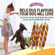 10Pk Dog Chews Treats Rawhide Twists Sticks Wrapped in Chicken Meat Healthy Food