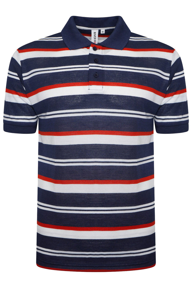 Mens Striped Polo Shirt Short Sleeve Pique T Shirt Premium Designer Summer Top