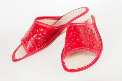 Lady'S Women Flip Flop Leather Slippers Orthopedic Insole Shoes Sandals RED
