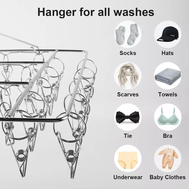 36 Thickened Clip Underwear Sock Hanger Laundry Airer Dryer Rack Stainlesssteel