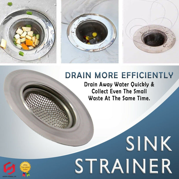 STAINLESS STEEL SINK BATH PLUG HOLE STRAINER DRAINER BASIN HAIR TRAP COVER