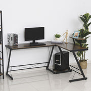 L Shaped Home Office Desk Gaming Workstation with Shelf & CPU Stand Brown