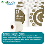 72 Toilet Rolls 3 Ply Bathroom Tissue Quilted Soft Clean Embossed Paper Bulk Buy