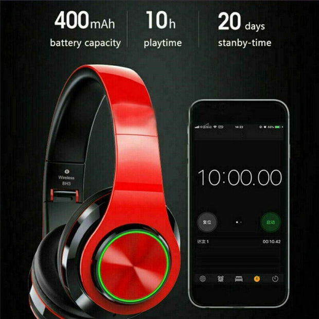 Wireless Bluetooth 5.1 Headphones Noise Cancelling Over-Ear Stereo Earphones UK