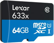 Lexar 633X 64GB Micro SD Card, Microsdxc UHS-I Card W/O SD Adapter, Microsd Memory Card up to 100Mb/S Read, A1, Class 10, U3, V30, TF Card for Smartphones/Tablets/Ip Cameras (LMS0633064G-BNNAA)