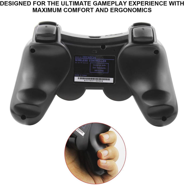 JAMSWALL Controller for Ps3, Wireless Bluetooth Controller Gamepad Joystick, Double Vibrating Controller for P-3 with Charger Cable Cord Thump Grips