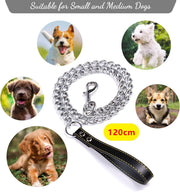 1PCS 1.2M Metal Chain Dog Lead Pet Puppy Leash Long Heavy Duty Anti-Chew Control