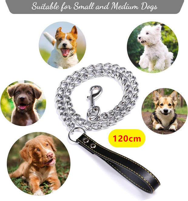 1PCS 1.2M Metal Chain Dog Lead Pet Puppy Leash Long Heavy Duty Anti-Chew Control