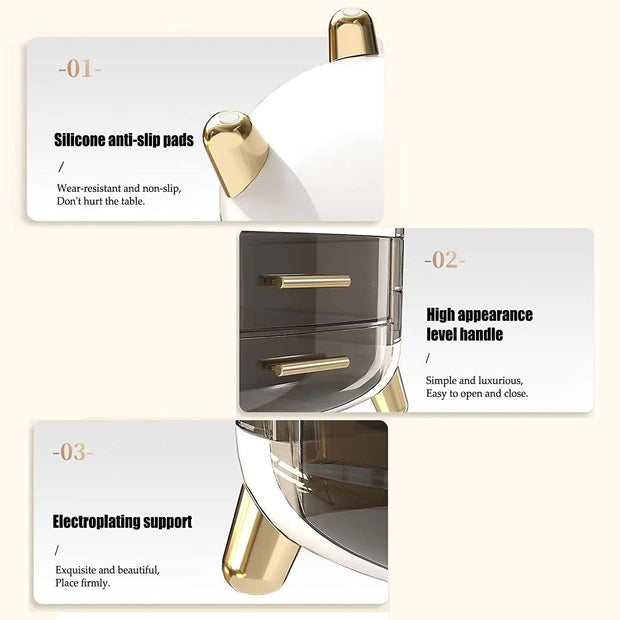 Xlarge Cosmetic Skincare Organiser Tabletop Make-Up Storage Case 2 Drawers Box