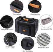 Morpilot Cat Carrier, Portable Pet Carrier Bag for Cats and Small Dogs, Foldable Soft Sided Cat Transport Carrier, Airline Approved Pet Travel Carrier with Shoulder Strap, Removable Mat and Pet Bowl