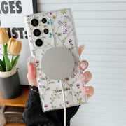 Magnetic Magsafe Case for Samsung S23 FE S22 S24 Ultra Clear Floral Soft Cover