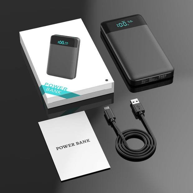 YONHUIZI Portable Charger, 10800Mah LCD Display Compact Ultra Slim Power Bank, 20W PD USB-C In&Out Fast Charging Battery Pack,3 Outputs Portable Phone Charger for Iphone 15 14,Samsung Android -Black