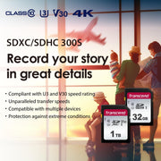 Transcend 8GB SDHC 300S Memory Card UHS- I, C10, U3, V30, 4K, Full HD, up to 95/40 Mb/S (Ideal for Digital Cameras) TS8GSDC300S