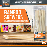 100 Bamboo Skewers 30Cm 12" BBQ Kebab Fruit Chocolate Fondue Grill Wooden Sticks