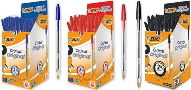 BIC Cristal Medium Ballpoint Pens 1.0MM Biro BLACK,BLUE,RED