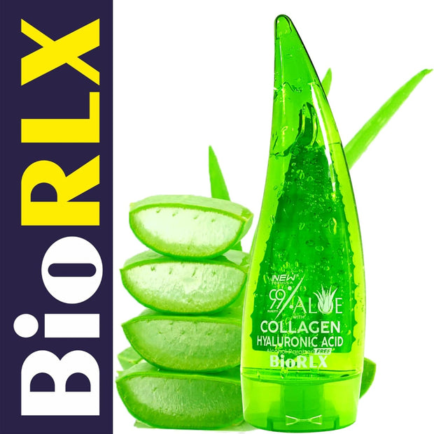 Biorlx 99% Purity Aloe Vera Gel with Collagen, Hyaluronic Acid 250Ml (One Bottle)