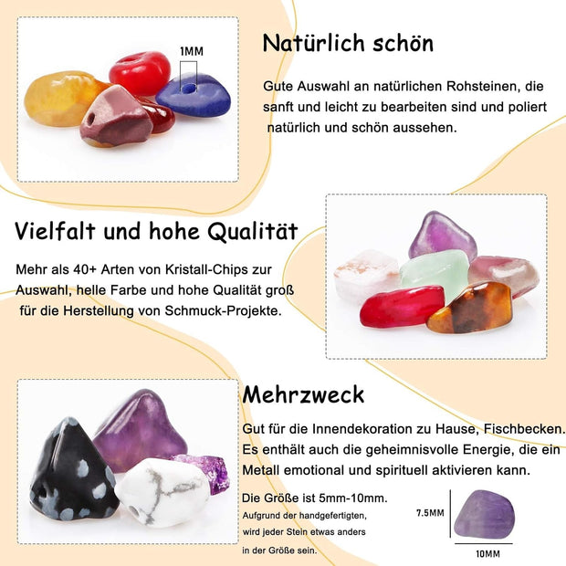 500Pcs 7 Chakra Crystal Chips, 5-8Mm Gemstone Beads, Irregular Natural Crystal Beads for Jewellery Making, Drilled Tumbled Chips for Bracelet Making