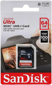 Sandisk Ultra 64GB SDXC Memory Card, up to 100Mb/S, Class 10, Black/Grey