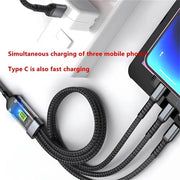 Transparent Luminous 3-In-1 Super Fast Charging Cable, 3 in 1 Charging Cable, Compatible with Phone/Android/Tabl