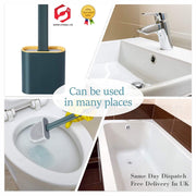 Toilet Brush & Toilet Brush Holdersilicone Soft TPR Cleaning Brush Full Set 2PK