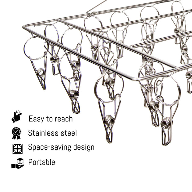 36 Thickened Clip Underwear Sock Hanger Laundry Airer Dryer Rack Stainlesssteel