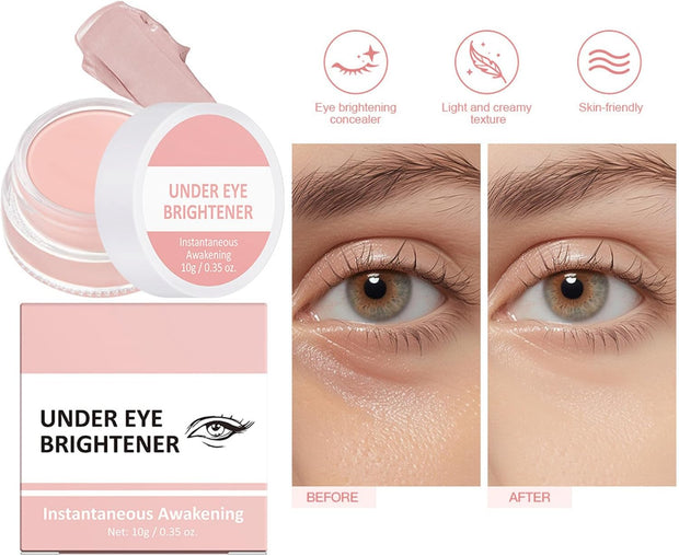 Under Eye Brightener - Instant anti Age Eraser Eye Concealer - Colour-Correcting Eye Brightener & Primer - Dark Circles and Blemish Concealer, Korean Makeup, Instant Results (Pink)