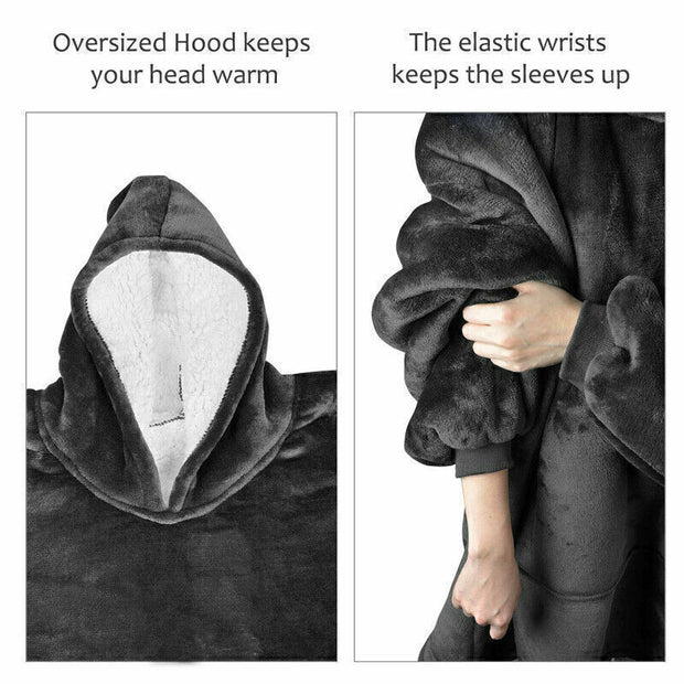 Hooded Snuggle Blanket Super Soft Oodie Winter Warm Wearable Hoodie Robe Comfort