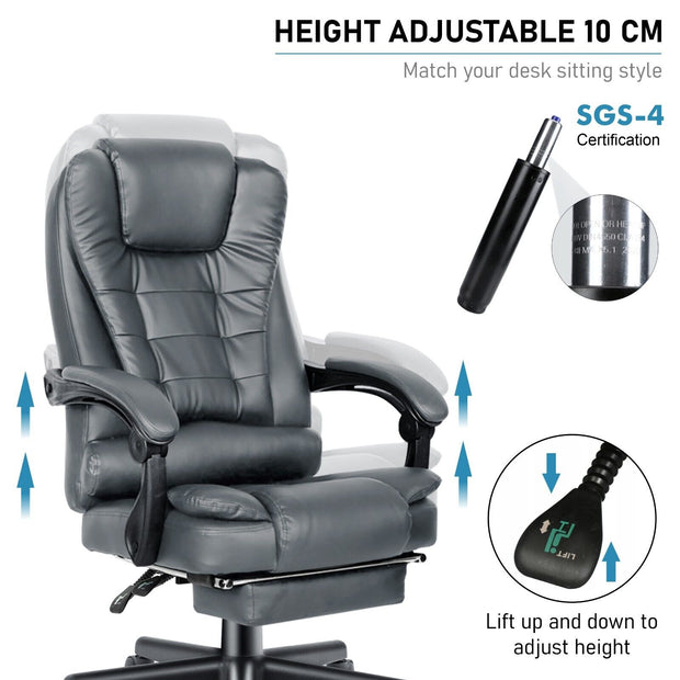 Massage Office Chair Gaming Computer Desk Swivel Recliner Chair Leather Footrest
