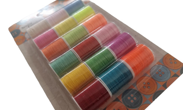 Cotton Sewing Thread 18 X 30M Reels Assorted Light Colours Set Sew Repair Poly