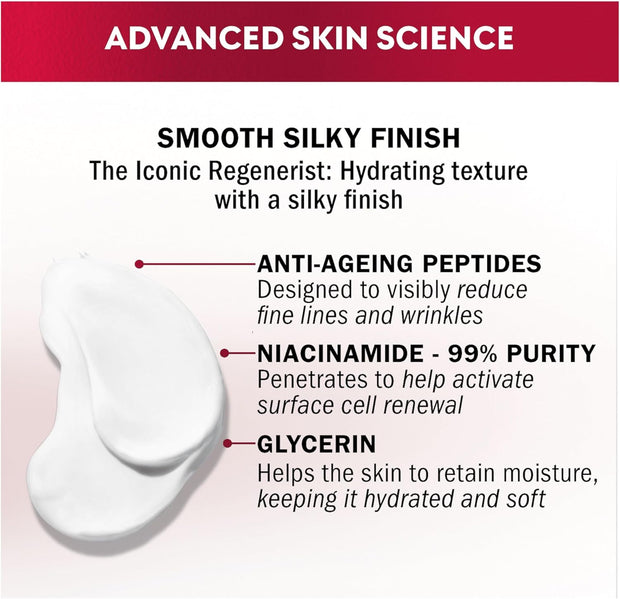 Olay Regenerist Day Face Cream, Anti-Wrinkle + Active Firming Skincare Moisturiser, Anti-Ageing Niacinamide and Peptides, Renews, Firms and Hydrates, Non-Greasy 50Ml